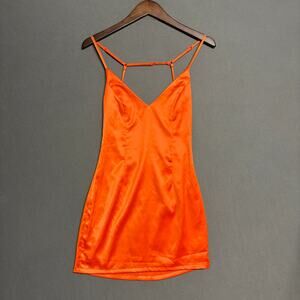 Superdown‎ Nicole Vibrant Satin Orange Sleeveless Mini Dress XXS